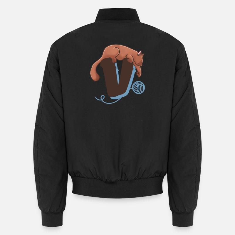 Cat Letter V - Unisex Bomber Jacket - black