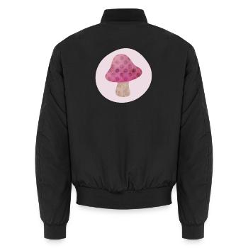 Champignon cercle automne rose fille conte de fées points forêt - Bomber unisexe - noir - Dos - AI Model Male 185 light (185cm)