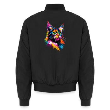 Maine Coon Cat Colorful Rainbow Maine Coon Cats - Unisex Bomber Jacket - black - Back - AI Model Male 185 light (185cm)