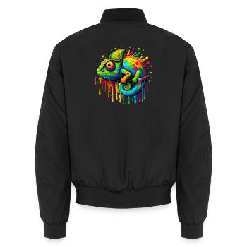 Chamäleon - Unisex Bomberjacke - Schwarz - Hinten - AI Model Male 185 light (185cm)