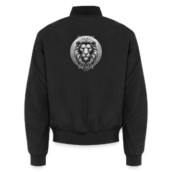 Majestätischer Löwe mit Schriftakzent - Unisex Bomberjacke - Schwarz - Hinten - AI Model Male 185 light (185cm)