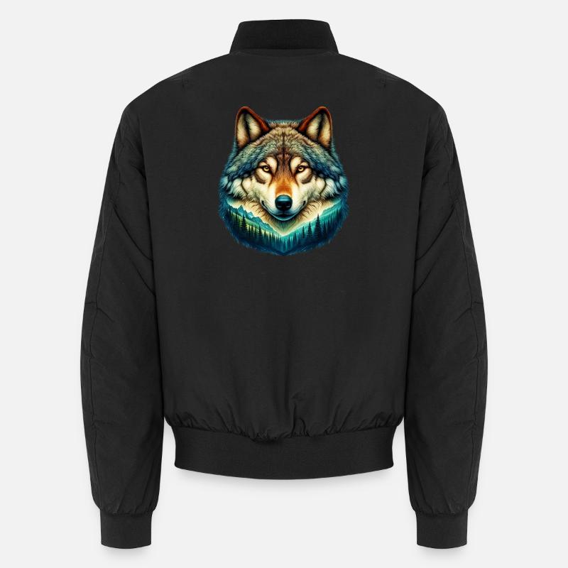 Wolf - Unisex Bomberjacke - Schwarz