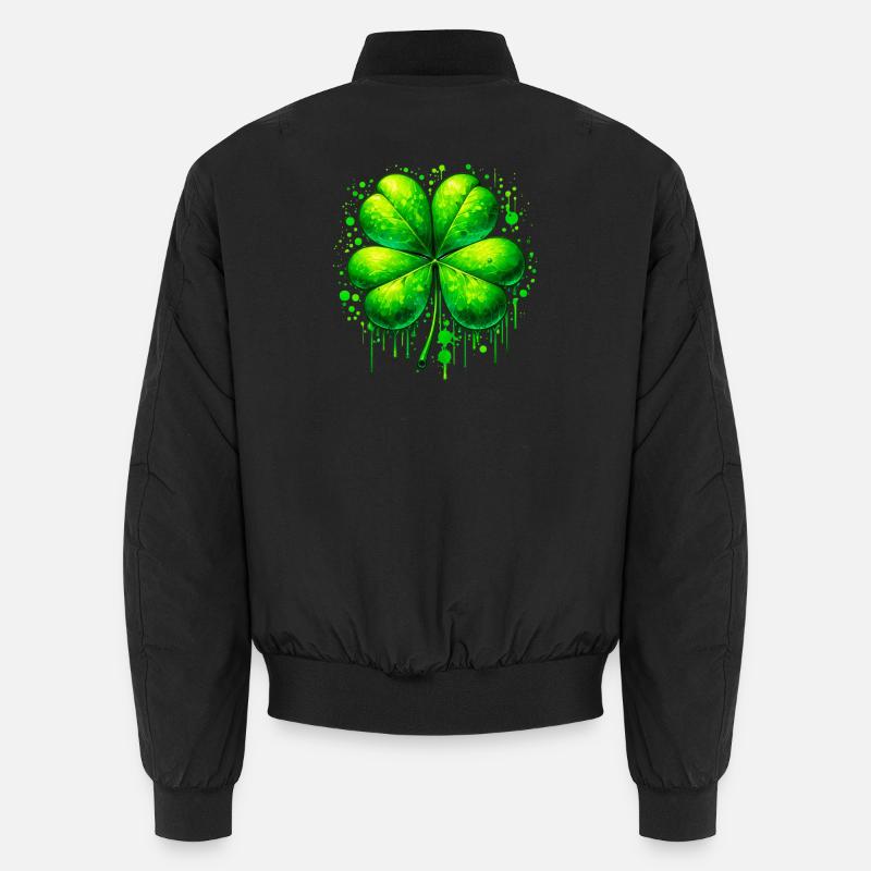 Vierblättriges Kleeblatt - Unisex Bomberjacke - Schwarz