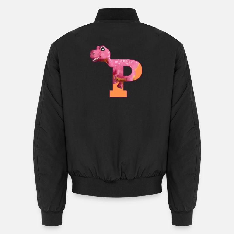 P - DINOSAUR, customizable - Unisex Bomber Jacket - black