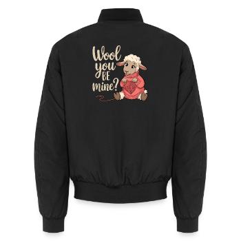 Wolliges Valentinsherz Schäfchen - Unisex Bomberjacke - Schwarz - Hinten - AI Model Male 185 light (185cm)
