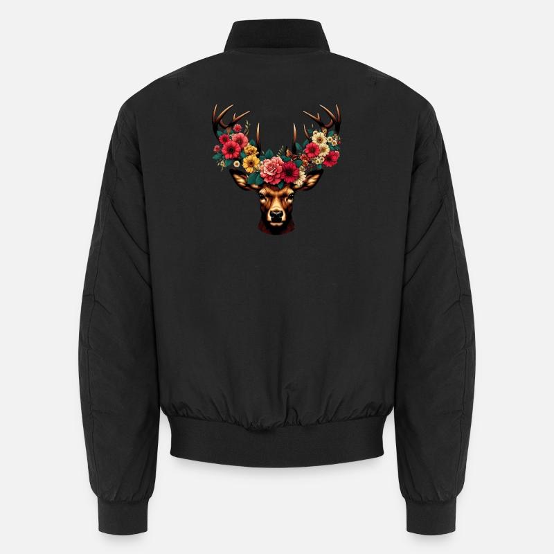 Deer with Flowers Unisex Bomber Jacket