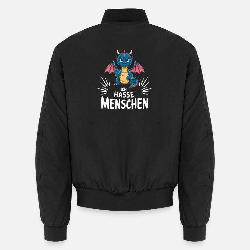 „Ich hasse Menschen“ – Frecher Drache mit Flügeln Unisex Bomberjacke