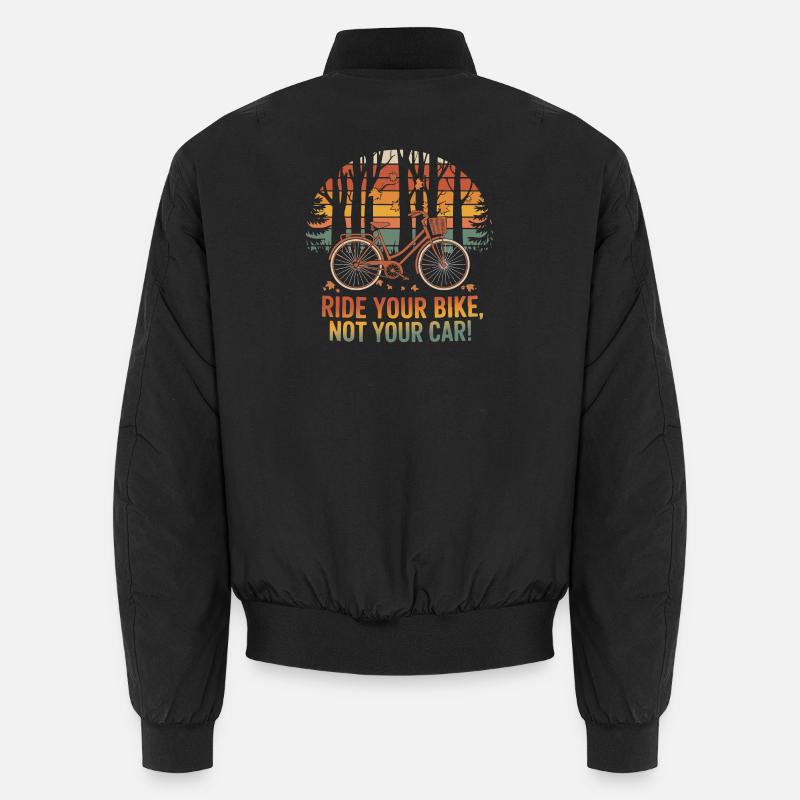 Eco-Friendly Bicycle Adventure Design - Unisex Bomber Jacket - black
