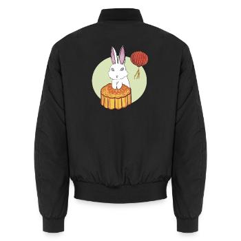 Gâteau de lune Lapin - Bomber unisexe - noir - Dos - AI Model Male 185 light (185cm)