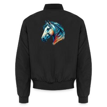 Pferd - Unisex Bomberjacke - Schwarz - Hinten - AI Model Male 185 light (185cm)