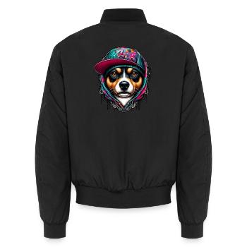 Chien - Bomber unisexe - noir - Dos - AI Model Male 185 light (185cm)