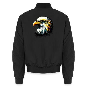 Eagle - Unisex Bomber Jacket - black - Back - AI Model Male 185 light (185cm)