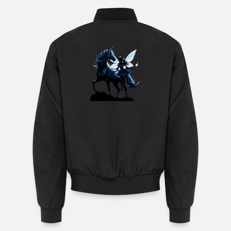 Die Fee und das Einhorn: Ein nächtliches Abenteuer. Unisex Bomberjacke