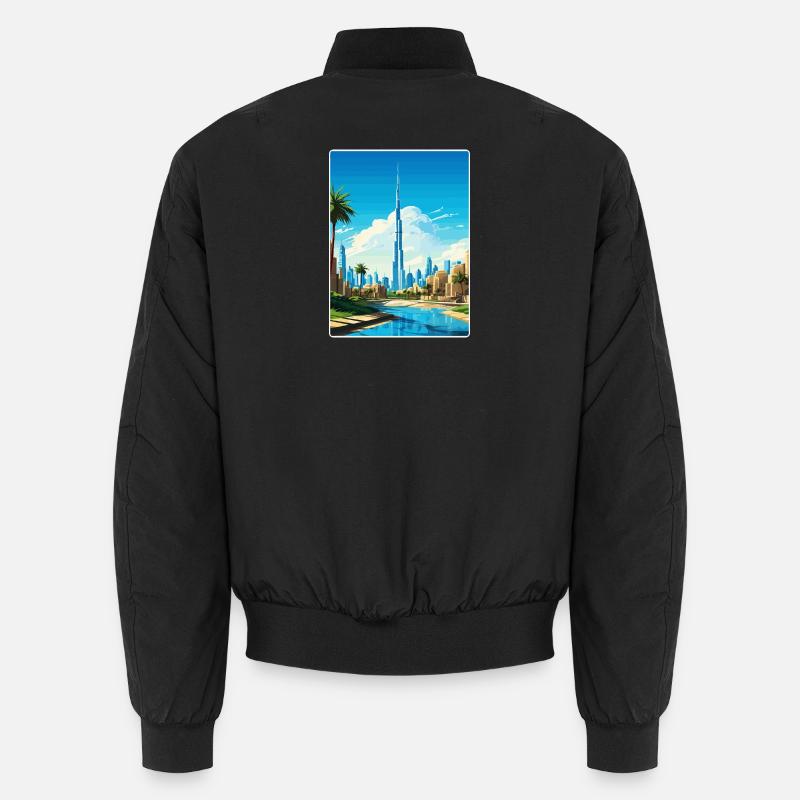 Dubai Skyline Illustration - Unisex Bomberjacke - Schwarz