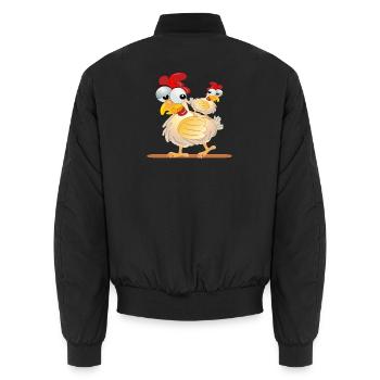 HÜHNER KOSTÜME PAARE - Unisex Bomberjacke - Schwarz - Hinten - AI Model Male 185 light (185cm)