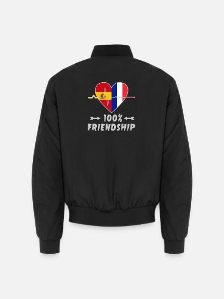 Spanien und Frankreich 100% Freundschaft - Unisex Bomberjacke - Schwarz