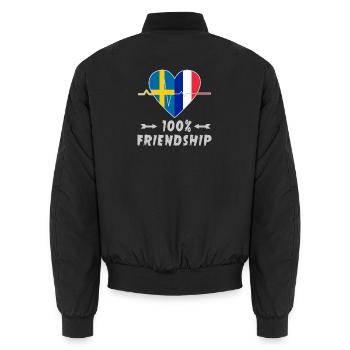 La Suède et la France, une amitié à 100 % - Bomber unisexe - noir - Dos - AI Model Male 185 light (185cm)