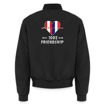 Peru und Frankreich 100% Freundschaft - Unisex Bomberjacke - Schwarz - Hinten - AI Model Male 185 light (185cm)