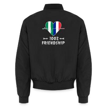 Nigeria and France 100% friendship - Unisex Bomber Jacket - black - Back - AI Model Male 185 light (185cm)