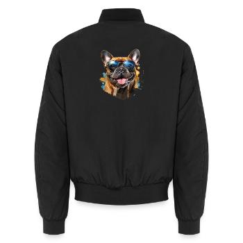 Frenchie mit Sonnenbrille - Unisex Bomberjacke - Schwarz - Hinten - AI Model Male 185 light (185cm)