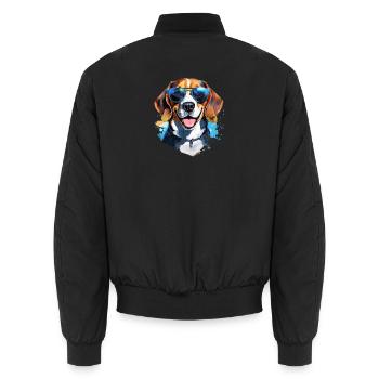 Beagle with sunglasses - Unisex Bomber Jacket - black - Back - AI Model Male 185 light (185cm)