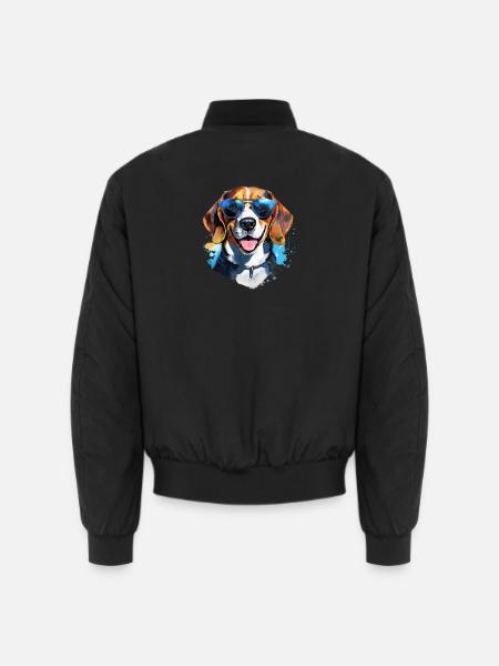 Beagle with sunglasses - Unisex Bomber Jacket - black