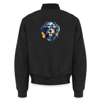 Bolonka Zwetna with sunglasses - Unisex Bomber Jacket - black - Back - AI Model Male 185 light (185cm)
