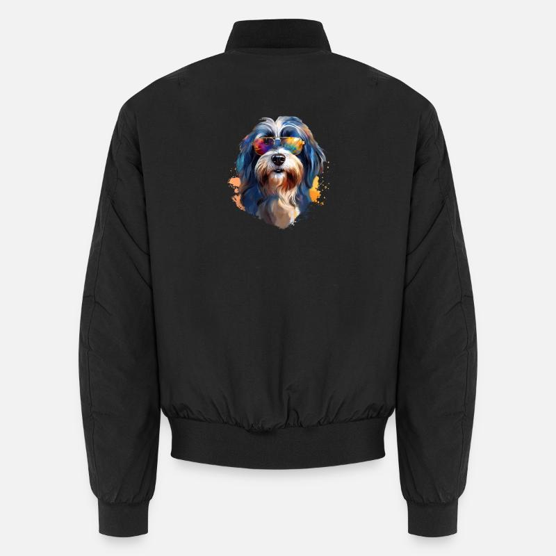 Tibet Terrier mit Sonnenbrille Unisex Bomberjacke