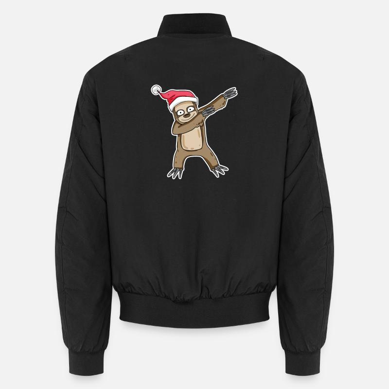 Sloth Christmas Motif - Unisex Bomber Jacket - black