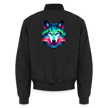 Wolf - Unisex Bomberjacke - Schwarz - Hinten - AI Model Male 185 light (185cm)