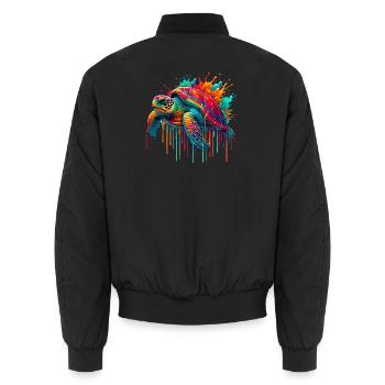 Turtle - Unisex Bomber Jacket - black - Back - AI Model Male 185 light (185cm)