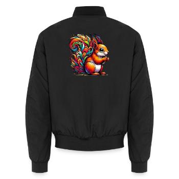 Squirrel - Unisex Bomber Jacket - black - Back - AI Model Male 185 light (185cm)
