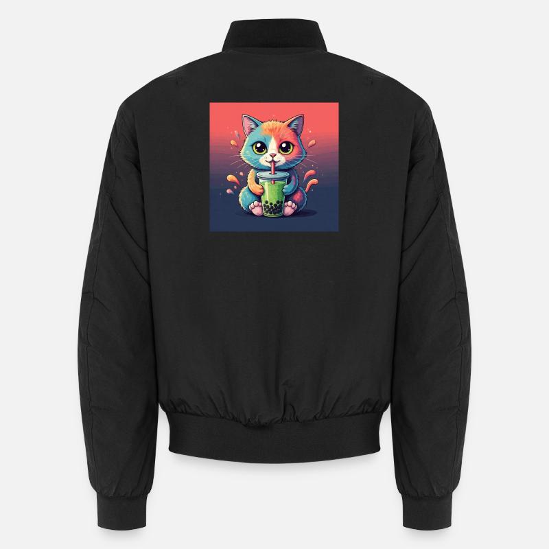 Niedliche Katze mit Bubble Tea Unisex Bomberjacke