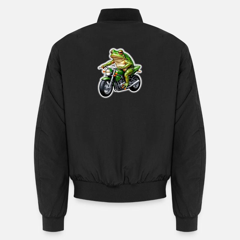 Frosch auf Motorrad Unisex Bomberjacke