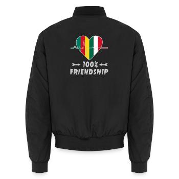 Kamerun und Italien 100% Freundschaft - Unisex Bomberjacke - Schwarz - Hinten - AI Model Male 185 light (185cm)