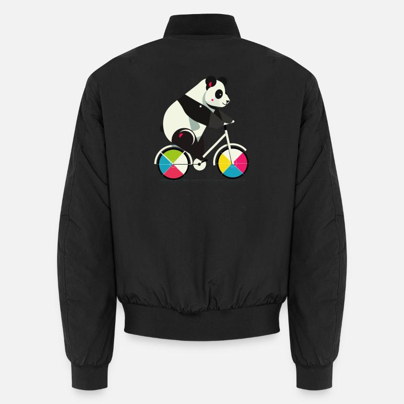 Panda on Bicycle – Funny & Creative Illustration Unisex Bomber Jacket