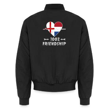 England and Netherlands 100% friendship - Unisex Bomber Jacket - black - Back - AI Model Male 185 light (185cm)