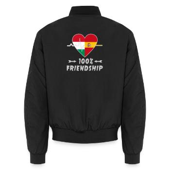 Ungarn und Spanien 100% Freundschaft - Unisex Bomberjacke - Schwarz - Hinten - AI Model Male 185 light (185cm)