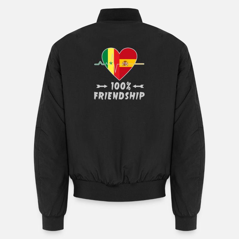 Senegal und Spanien 100% Freundschaft - Unisex Bomberjacke - Schwarz