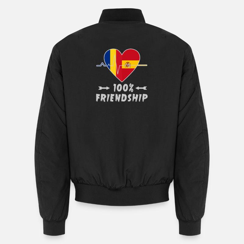 Rumänien und Spanien 100% Freundschaft Unisex Bomberjacke