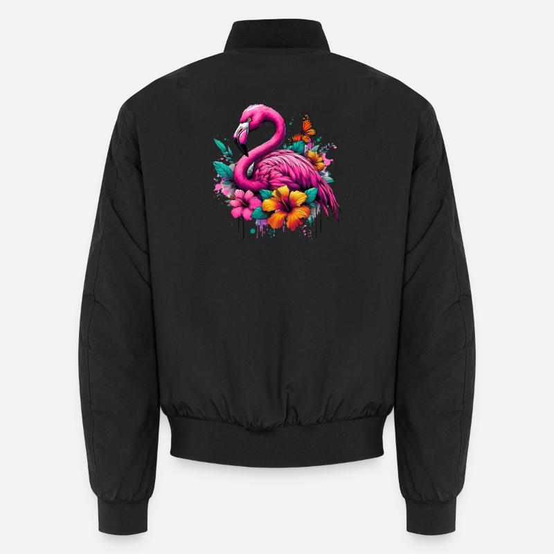 Flamingo - Unisex Bomberjacke - Schwarz