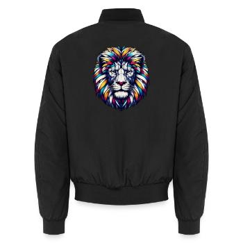Lion - Unisex Bomber Jacket - black - Back - AI Model Male 185 light (185cm)