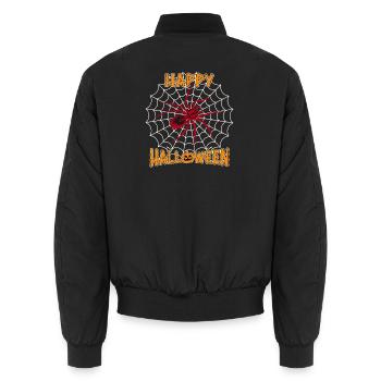 Halloween Spider Heart Design - Unisex Bomber Jacket - black - Back - AI Model Male 185 light (185cm)