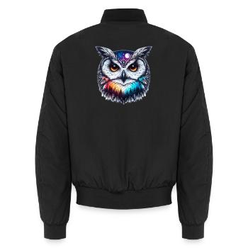 Eule - Unisex Bomberjacke - Schwarz - Hinten - AI Model Male 185 light (185cm)