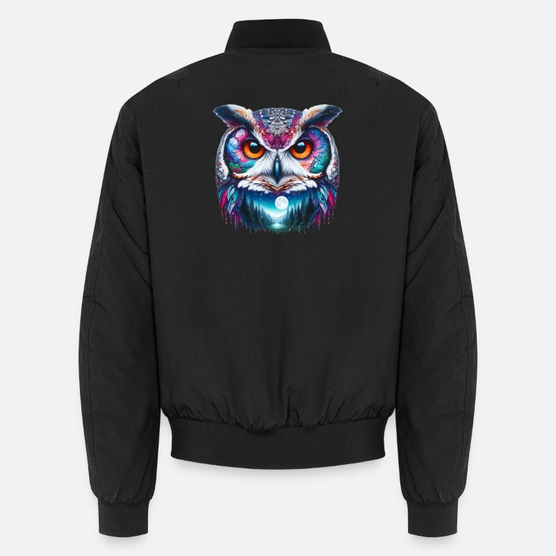 Owl - Unisex Bomber Jacket - black