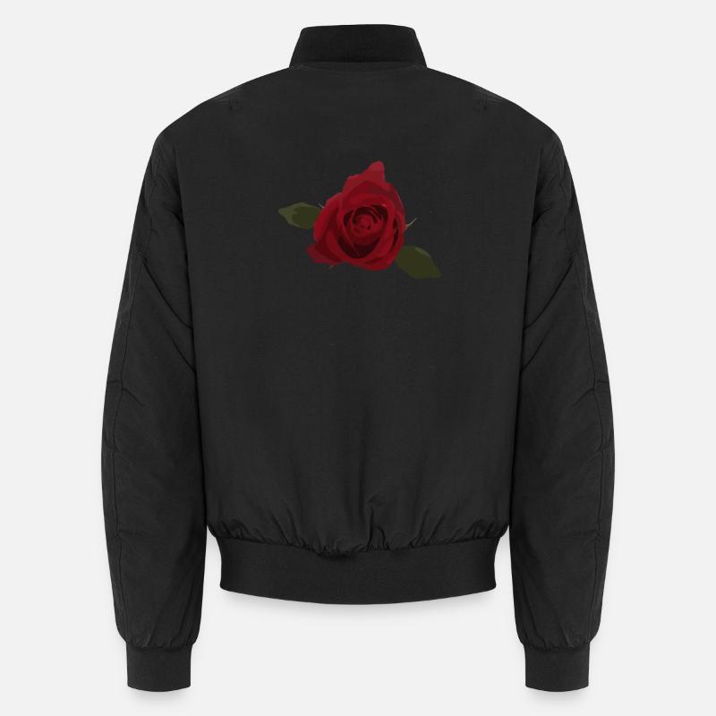 Rote Rose, Blume, Draufsicht - Unisex Bomberjacke - Schwarz
