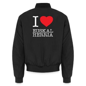 I LOVE EUSKAL HERRIA Basque Basque Country - Unisex Bomber Jacket - black - Back - AI Model Male 185 light (185cm)