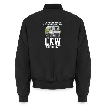 Ich bin der Beweis dass Mama nicht nur LKW fahren - Unisex Bomberjacke - Schwarz - Hinten - AI Model Male 185 light (185cm)
