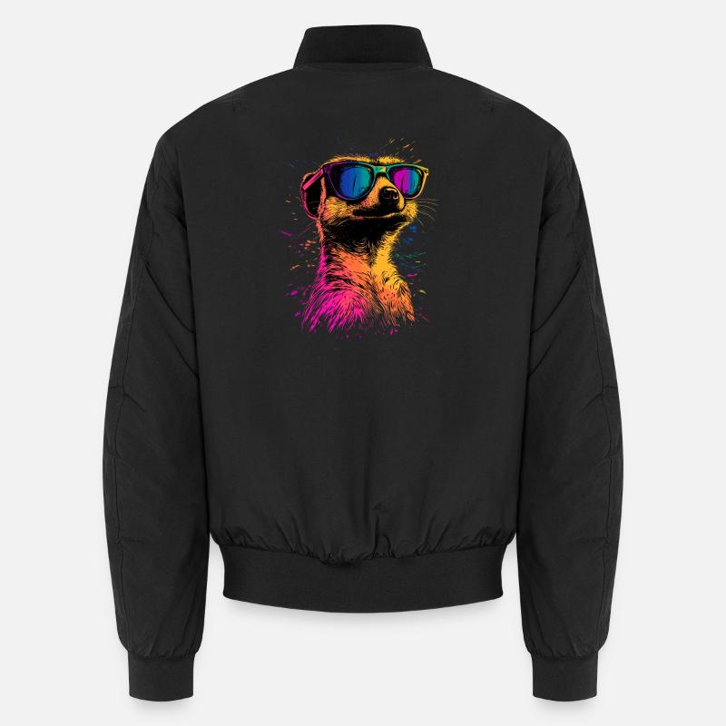 Erdmännchen Sonnenbrille Bunt Süßes Erdmännchen - Unisex Bomberjacke - Schwarz