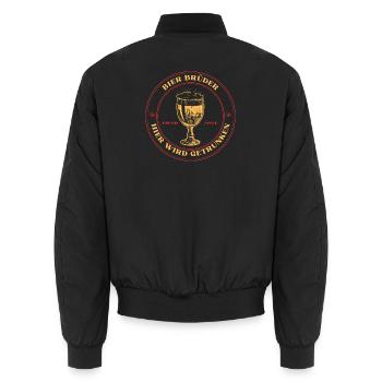 Bier Brüder. Logo für Malle Reisen oder JGA - Unisex Bomberjacke - Schwarz - Hinten - AI Model Male 185 light (185cm)